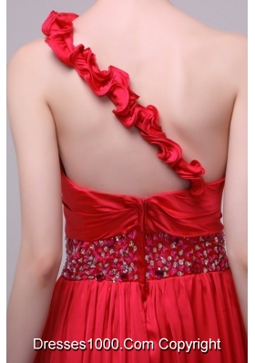 Ruffles and Paillettes Single Shoulder Brush Train Prom Dresses