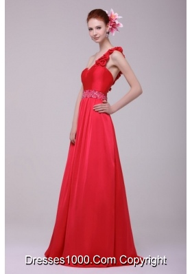 Ruffles and Paillettes Single Shoulder Brush Train Prom Dresses