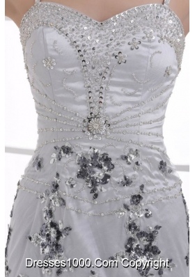 Fitted Silver Column Beading and Appliques Prom Evening Dress