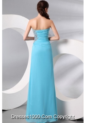 Sequins and Appliques Aqua Blue High Slit Chiffon Prom Holiday Dress