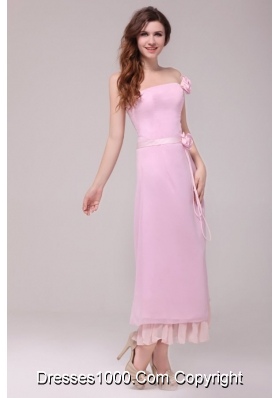 Strapless Ankle-length Prom Dress with Handle Flowers for Lady