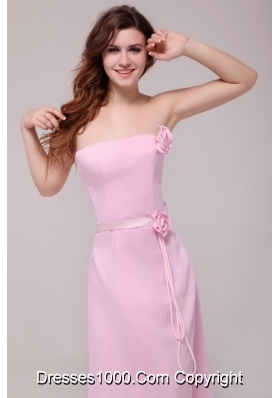 Strapless Ankle-length Prom Dress with Handle Flowers for Lady