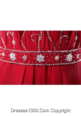 Strapless Beaded Decorate Floor-length Wine Red Prom Pageant Dress