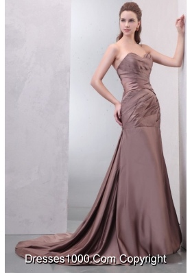 Hot Chocolate Sweetheart Ruche Prom Dress with Train