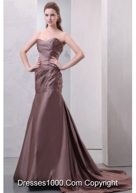 Hot Chocolate Sweetheart Ruche Prom Dress with Train