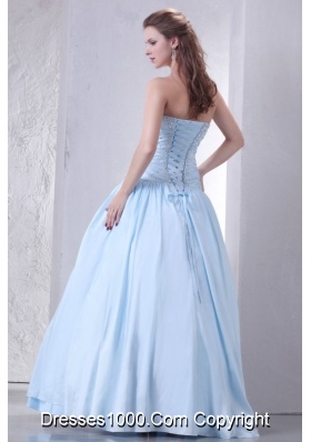 Sassy Princess Light Blue Prom Celebrity Dress Decorated with Beading