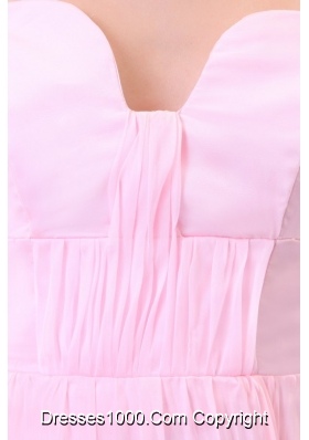 Cute Baby Pink Empire Chiffon Prom Dress with Sweep Train for Lady