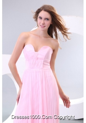 Cute Baby Pink Empire Chiffon Prom Dress with Sweep Train for Lady