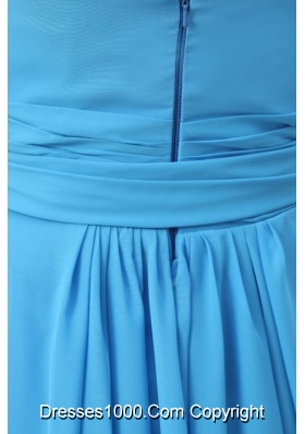 Discount Teal Empire Chiffon Ruche and Bowknot Prom Dress