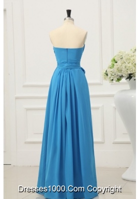 Discount Teal Empire Chiffon Ruche and Bowknot Prom Dress