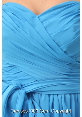 Discount Teal Empire Chiffon Ruche and Bowknot Prom Dress