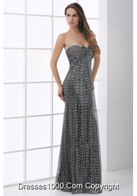 Stunning Silver and Black Empire Sequins Prom Evening Dress