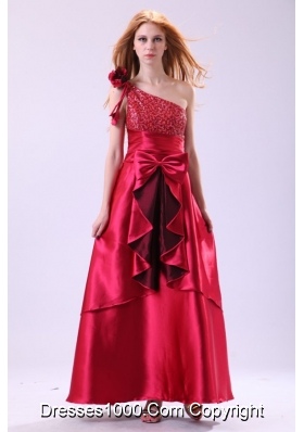 Ruffles Sequins and Bowknot One Shoulder Long Prom Dress for Ladies