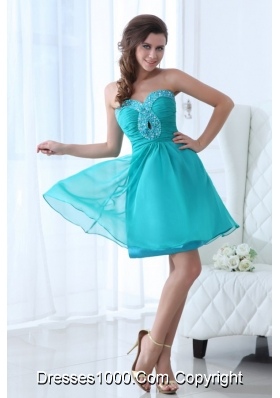 Aqua Blue Sweetheart Short Party Dress with Beading Bust