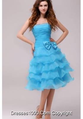 Baby Princess Strapless Ruffled Layers Prom Pageant Dress with Bowknot