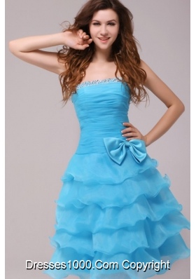 Baby Princess Strapless Ruffled Layers Prom Pageant Dress with Bowknot