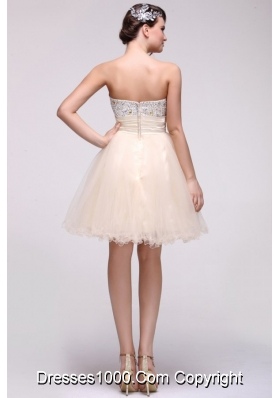 Lovely Champagne Sweetheart Short Prom Party Dress with Beading