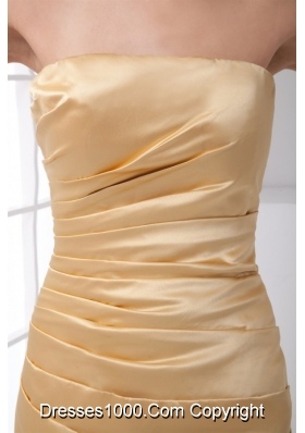 Simple Champagne Strapless Prom Dress with Ruche Waist