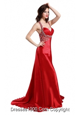 Provocative Halter Top Sweetheart Prom Dress with Slit and Beading