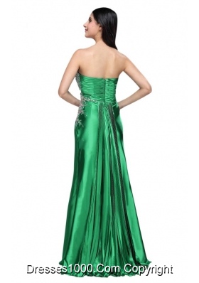 Expensive Green Sweetheart Prom Dress with Beading and Slit