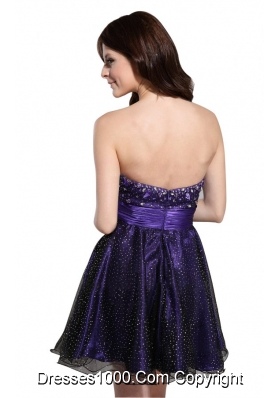 Eggplant Purple Sweetheart Short Senior Prom Dress with Dots