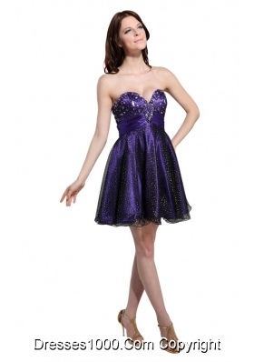 Eggplant Purple Sweetheart Short Senior Prom Dress with Dots