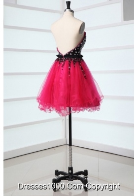 Lovely Sweetheart Black and Hot Pink Prom Dress with Bowknot