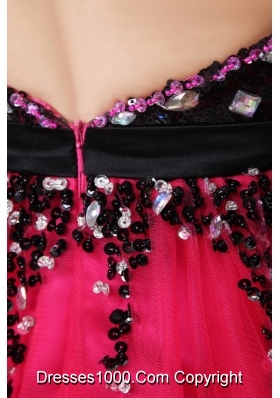 Cute Black and Hot Pink Prom Party Dress with Layer and Bowknot