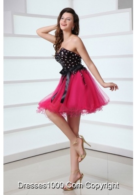Cute Black and Hot Pink Prom Party Dress with Layer and Bowknot