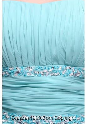 Aqua Blue Chiffon High Low Prom Dress with Layers and Ruches