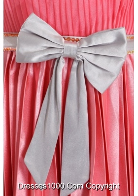 Watermelon Red Empire Sashes Pleats Strapless Prom Holiday Dress