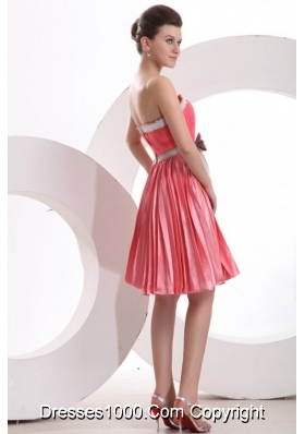 Watermelon Red Empire Sashes Pleats Strapless Prom Holiday Dress