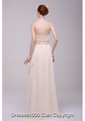 Empire Champagne Ruching Chiffon Floor-length Prom Dress for 2014