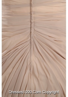 Chiffon Empire Sweetheart Champagne Ruche Brush Train Prom Dress