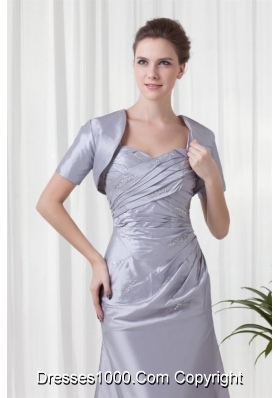 Grey Column Straps Taffeta Beading and Ruching Prom Pageant Dress