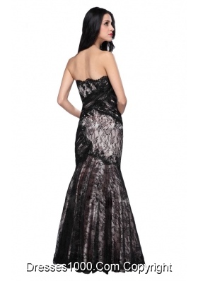 2014 Spring Mermaid Black Sweetheart Lace Floor-length Prom Dress