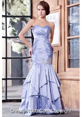 Lilac Sweetheart Mermaid Style Prom Dress with Ruches and Layers