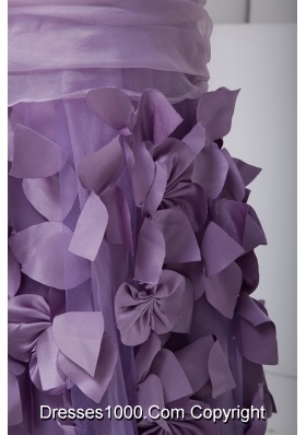 Lilac One Shoulder Prom Dress with Ruches and Hand Made Flower