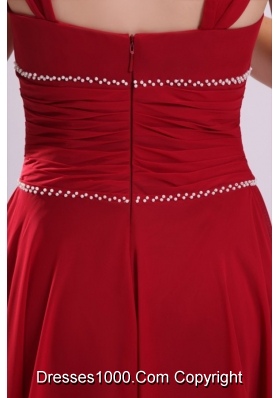 Popular A Line Chiffon V Neck Prom Dress with Straps