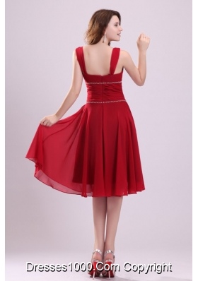 Popular A Line Chiffon V Neck Prom Dress with Straps