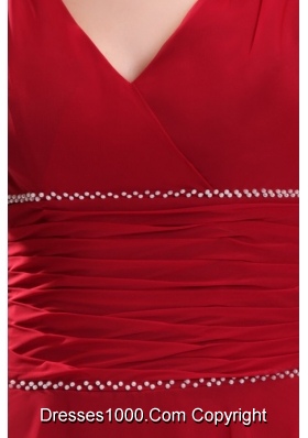 Popular A Line Chiffon V Neck Prom Dress with Straps