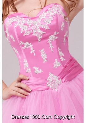 2014 Princess Rose Pink Sweetheart Appliques Short Dresses for Prom