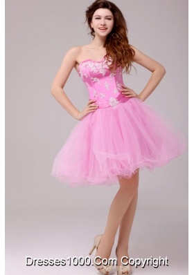 2014 Princess Rose Pink Sweetheart Appliques Short Dresses for Prom