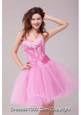 2014 Princess Rose Pink Sweetheart Appliques Short Dresses for Prom