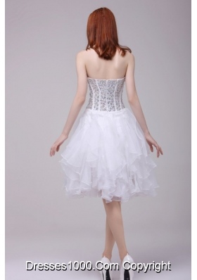 2014 Princess White Beading and Ruffles Organza Prom Celebrity Dress