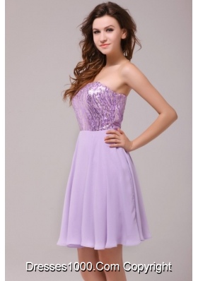 Short Lavender Strapless Empire Prom Cocktail Dress with Sequin Bust