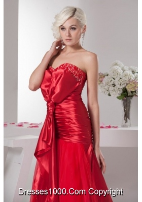 Red Sweetheart Beading Decorate Prom Dress with Decorations