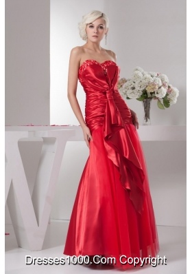 Red Sweetheart Beading Decorate Prom Dress with Decorations