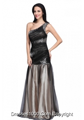 Sexy One Shoulder Prom Dress with Ruching Cross Cross Back