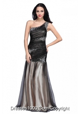 Sexy One Shoulder Prom Dress with Ruching Cross Cross Back